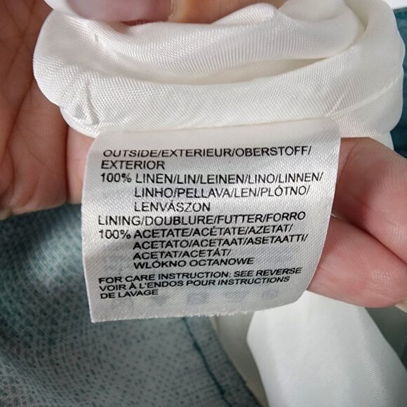 Mexx Blue Hombre Belted Linen Knee Length Skirt Size 14 - Picture 6 of 7